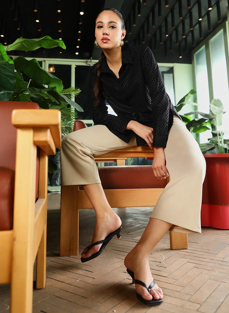 Pinacolada  Women's Onyx Black Marquise-Imprint Curved Shirt for Women | Best Price UAE