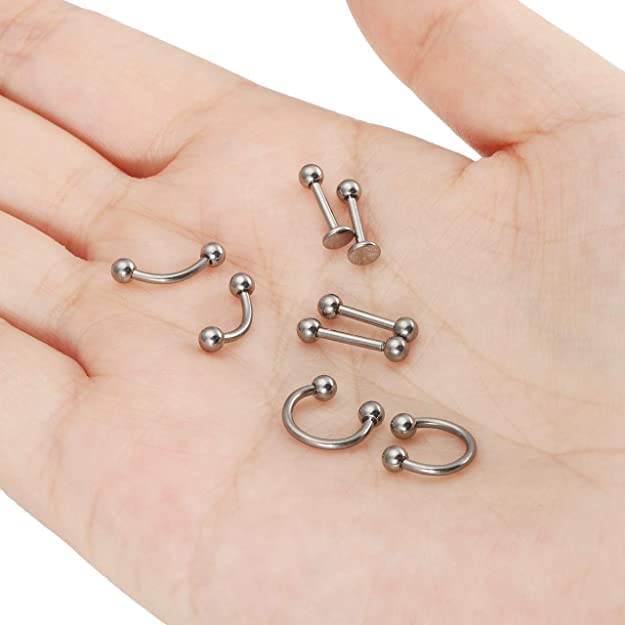 VIEN ANTIQUE STAINLESS STEEL QUALITY PIERCING EARING FOR MEN AND WOMEN 12PIECE COMBO -SILVER Steel Stud Earring, Hoop Earring, Huggie Earring - Image 2