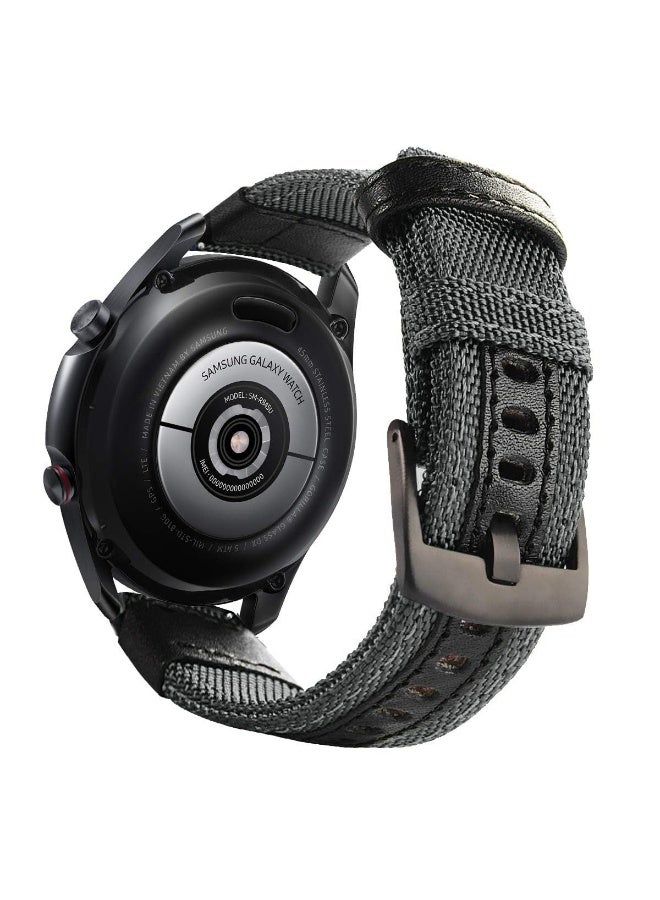 سوار من القماش والنايلون مقاس 22 مم متوافق مع ساعات سامسونج جالاكسي ووتش 3 مقاس 45 مم / 46 مم / جير إس 3 / هواوي ووتش جي تي 2 إي / جي تي (42 مم، 46 مم) / جي تي 2 برو / جي تي 2 مقاس 46 مم / هونر ماجيك ووتش 2 مقاس 46 مم / أمازفيت جي تي آر مقاس 47 مم / جي تي آر 2 / 2 إي (رمادي) - Image 1