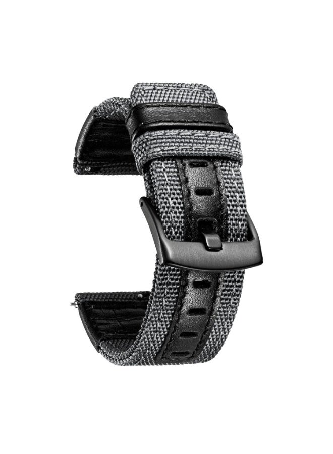 سوار من القماش والنايلون مقاس 22 مم متوافق مع ساعات سامسونج جالاكسي ووتش 3 مقاس 45 مم / 46 مم / جير إس 3 / هواوي ووتش جي تي 2 إي / جي تي (42 مم، 46 مم) / جي تي 2 برو / جي تي 2 مقاس 46 مم / هونر ماجيك ووتش 2 مقاس 46 مم / أمازفيت جي تي آر مقاس 47 مم / جي تي آر 2 / 2 إي (رمادي) - Image 4