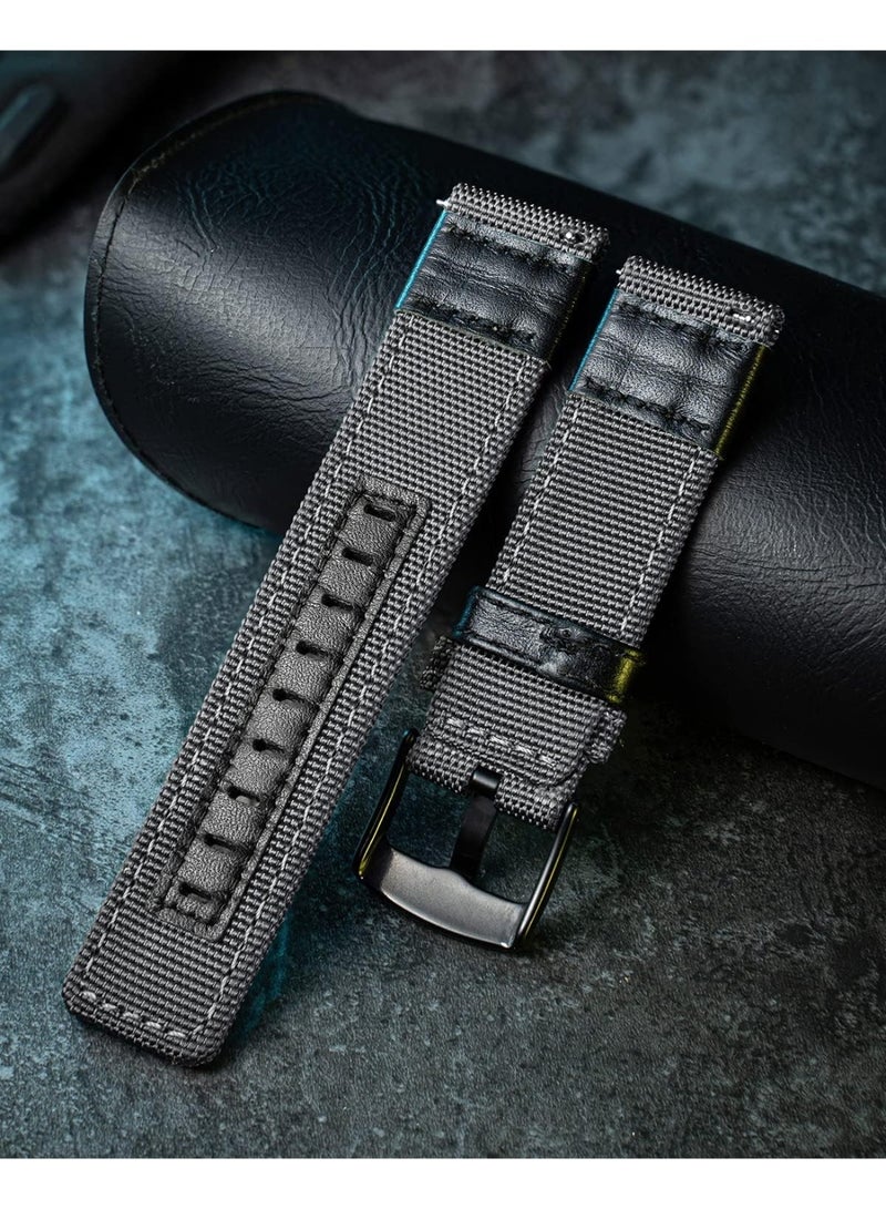 سوار من القماش والنايلون مقاس 22 مم متوافق مع ساعات سامسونج جالاكسي ووتش 3 مقاس 45 مم / 46 مم / جير إس 3 / هواوي ووتش جي تي 2 إي / جي تي (42 مم، 46 مم) / جي تي 2 برو / جي تي 2 مقاس 46 مم / هونر ماجيك ووتش 2 مقاس 46 مم / أمازفيت جي تي آر مقاس 47 مم / جي تي آر 2 / 2 إي (رمادي) - Image 5