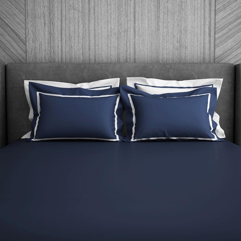 Spaces Hygro Cotton Large Bedsheet 274 Cm X 274 Cm 43 Cm X 68 Cm 350 Tc Sateen Solid Bedsheet Pillow Covers Set Midnight Blue Hygro - Image 2