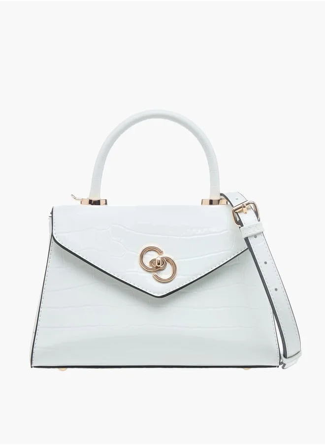 Celeste Womens Textured Satchel Bag With Flap Closure And Detachable Strap