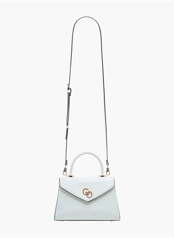Celeste Womens Textured Satchel Bag With Flap Closure And Detachable Strap