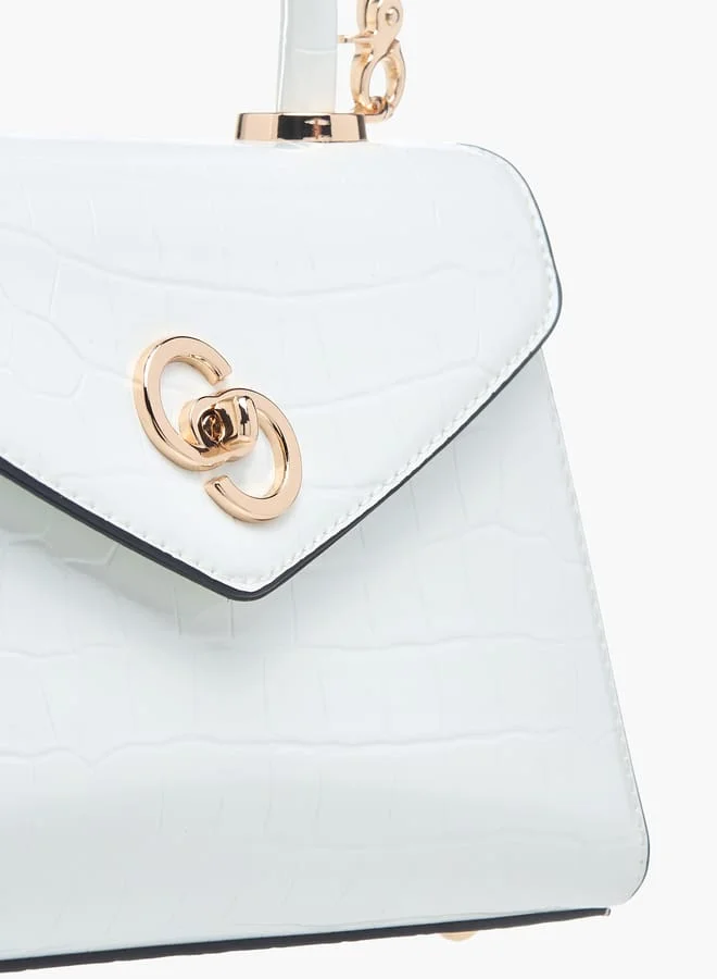 Celeste Womens Textured Satchel Bag With Flap Closure And Detachable Strap
