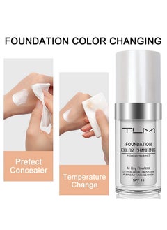TLM 2 PACK TLM Color Changing Foundation Liquid Base,TLM Concealer Cover Cream,All Day Flawless Warm Skin Tone BB Cream Makeup Base Concealer for All Skin SPF15  - Image 5