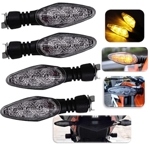 ELTRON TURBO ELT8FHD Unbreakable Waterproof Quality Rubber KTM Style Indicators SMD High Bright Universal for All Bikes Models Turn Signal Lights with 3 month warranty|(Amber, Pack of 4) - Image 1