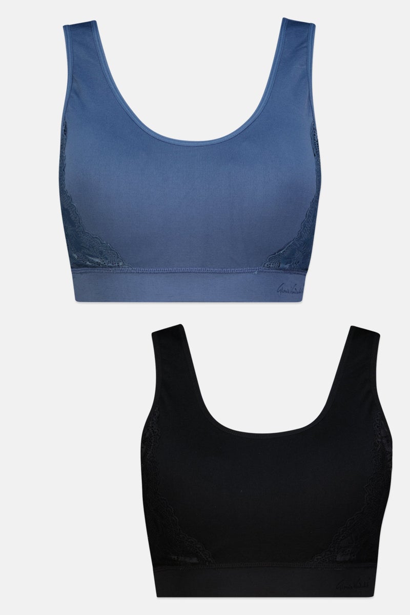 Gloria Vanderbilt صدرية نسائية مكونة من قطعتين بحجم كبير مبطنة بدون سلك، متعددة الألوان - Image 1