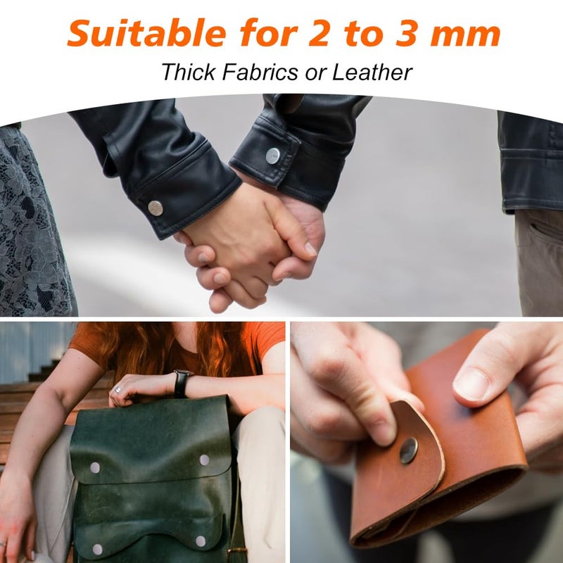 Qfun 120 Set Snap Fasteners Kit for Leather 12mm Metal Button Snaps Press Studs with 4 Setter Tools, 1 Hammer, 4 Color Leather Snaps for Clothes, Jackets, Jeans Wears, Bracelets, Bags - Image 5