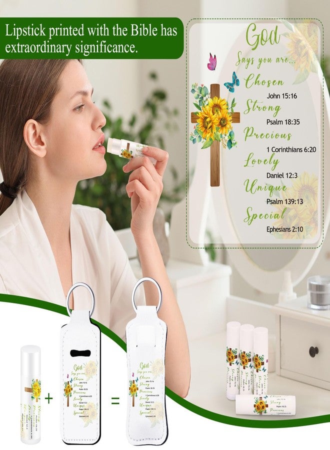 Swiffen 36 Pcs/18 Set Christian Gift for Women Christian Lip Balms and Lip Holder Keychain Bulk Faith Scripture Bible Verse Gift Religious Church Party Favor for Mom Staff Employee(Bible) - Image 3