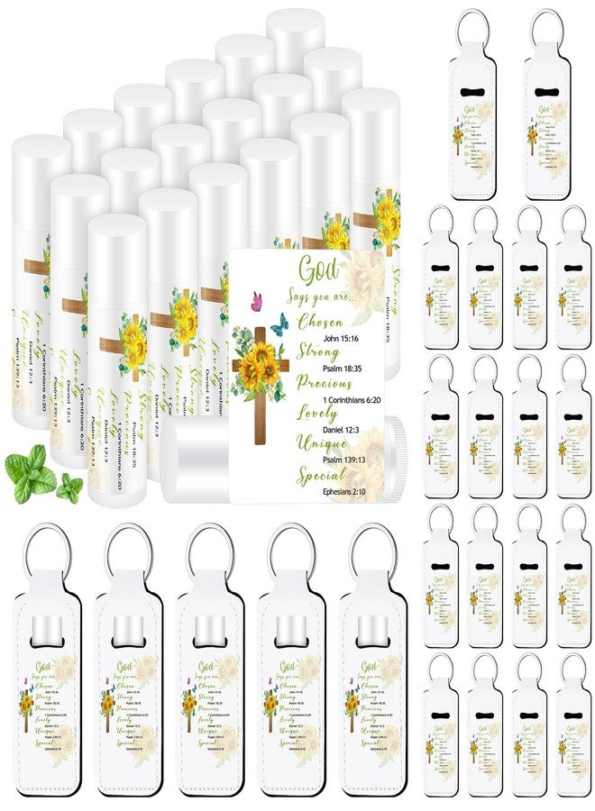 Swiffen 36 Pcs/18 Set Christian Gift for Women Christian Lip Balms and Lip Holder Keychain Bulk Faith Scripture Bible Verse Gift Religious Church Party Favor for Mom Staff Employee(Bible) - Image 1