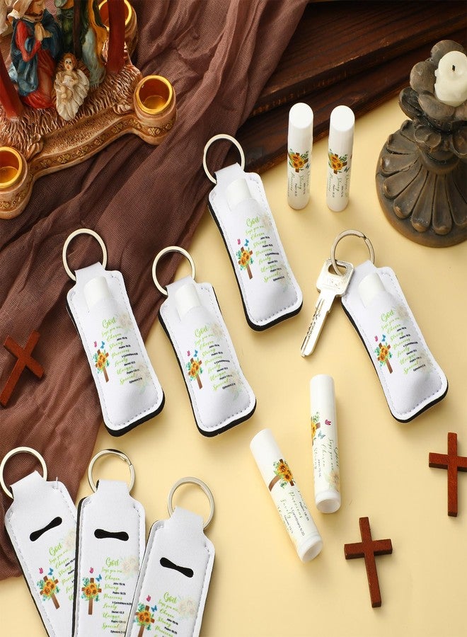 Swiffen 36 Pcs/18 Set Christian Gift for Women Christian Lip Balms and Lip Holder Keychain Bulk Faith Scripture Bible Verse Gift Religious Church Party Favor for Mom Staff Employee(Bible) - Image 4