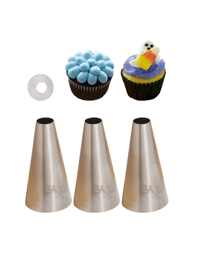 Bmaacye 3A Piping Tip Set - 3-Piece 3/8" Round Icing Tips for Smooth Swirls, Macarons, Meringues & More - Image 1