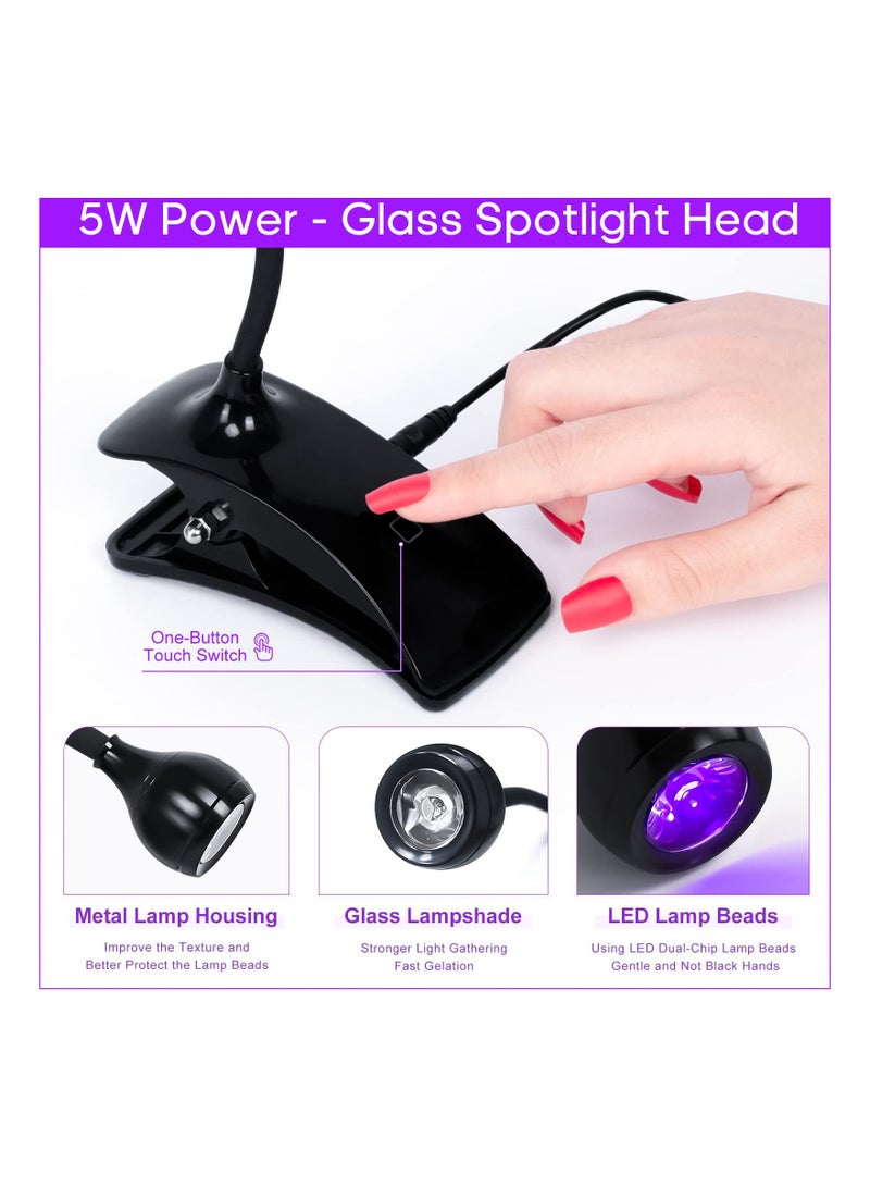 Excefore Quick Dry UV LED Nail Lamp, Gel UV Nail Lamp 5W Gel Nail Dryer 10 Seconds Quick Dry Gooseneck Cure Light Lamp Clip Professional Nail Dryer for Gel Polish Curing Nail Art Tools Accessories - Image 4
