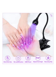 Excefore Quick Dry UV LED Nail Lamp, Gel UV Nail Lamp 5W Gel Nail Dryer 10 Seconds Quick Dry Gooseneck Cure Light Lamp Clip Professional Nail Dryer for Gel Polish Curing Nail Art Tools Accessories  - Image 5