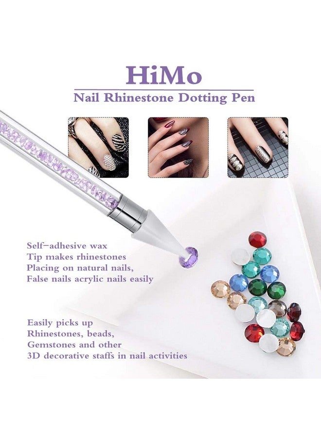 HiMo Nail Rhinestone Picker Dotting Tool with Extra 2 Wax Head, Dual-ended DIY Nail Art Tool With Pink Acrylic Handle - Image 2