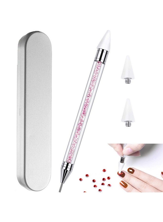 HiMo Nail Rhinestone Picker Dotting Tool with Extra 2 Wax Head, Dual-ended DIY Nail Art Tool With Pink Acrylic Handle - Image 1