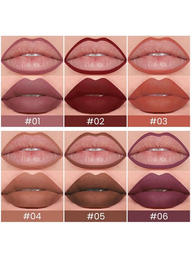evpct 6Pcs Retractable Lip Liner Pencils Set Pack for Shaping & Sculpting Lips, Mauve Maroon Dark Red Orange Nude Chocolate Brown Plum Creamy Matte Velvet Pigmented Lip Liner lipliners Crayon Lipstick - Image 2