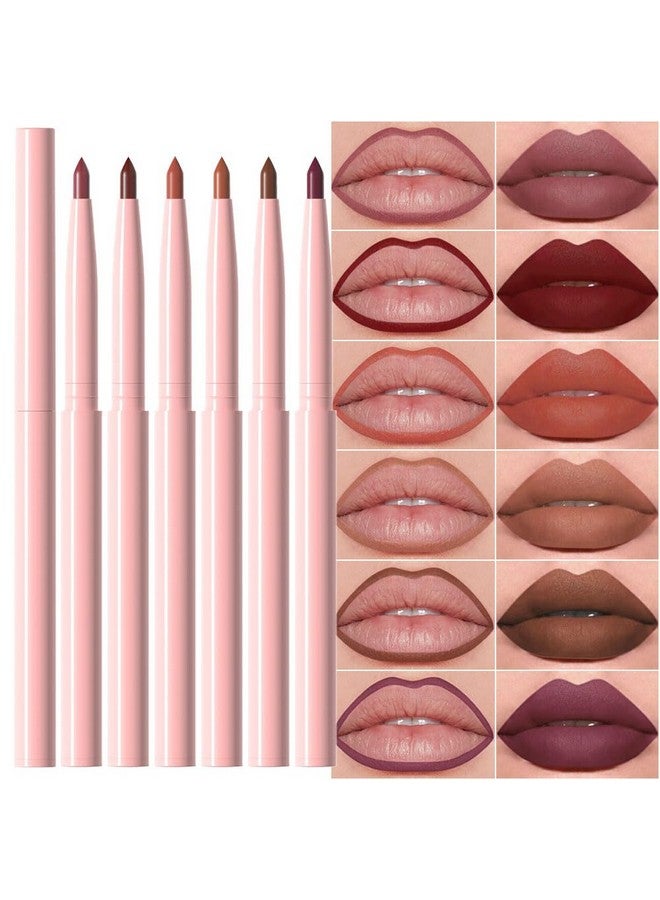 evpct 6Pcs Retractable Lip Liner Pencils Set Pack for Shaping & Sculpting Lips, Mauve Maroon Dark Red Orange Nude Chocolate Brown Plum Creamy Matte Velvet Pigmented Lip Liner lipliners Crayon Lipstick - Image 1