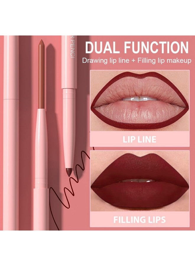 evpct 6Pcs Retractable Lip Liner Pencils Set Pack for Shaping & Sculpting Lips, Mauve Maroon Dark Red Orange Nude Chocolate Brown Plum Creamy Matte Velvet Pigmented Lip Liner lipliners Crayon Lipstick - Image 3