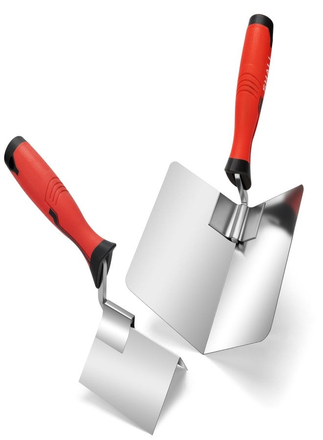SHALL Stainless Steel Corner Trowel Set, Inner & Outer Angled Trowels for Plastering and Edging, Professional Hand Tool for Home & Industrial Use - Image 1