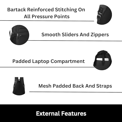 HYDER Vision 25L Unisex Multi-functional Laptop Bag/Backpack for Men and Women - Perfect Bags for College, School, and Business Travel with Padded Sleeve For Laptops Protection (Black) - Image 5
