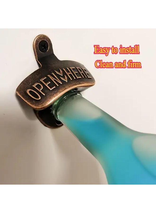 فتاحة زجاجات البيرة من سبيكة الزنك الثقيلة البرونزية مثبتة على الحائط بتشطيب ريفي - Image 5