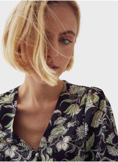 WAREHOUSE Button Detail V-Neck Top  - Image 3