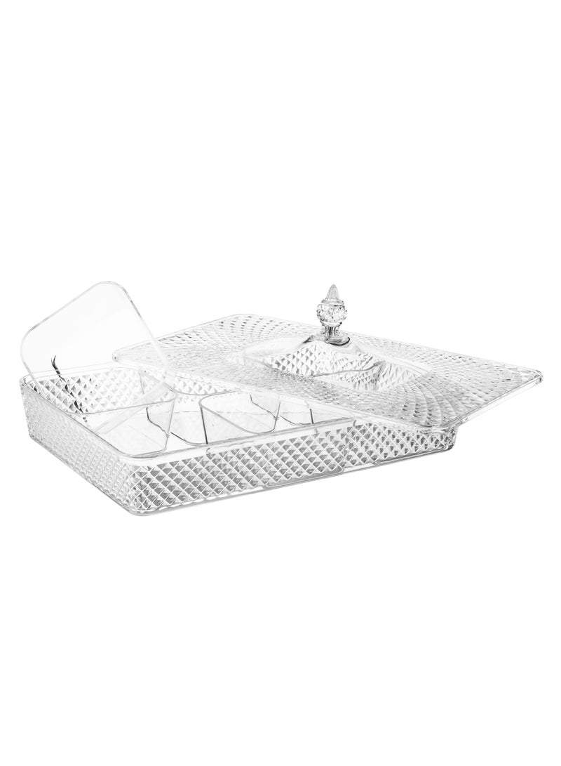 Bin Shihon Acrylic Nut Serving Set with Lid, 6 Compartments, 40cm - Image 3