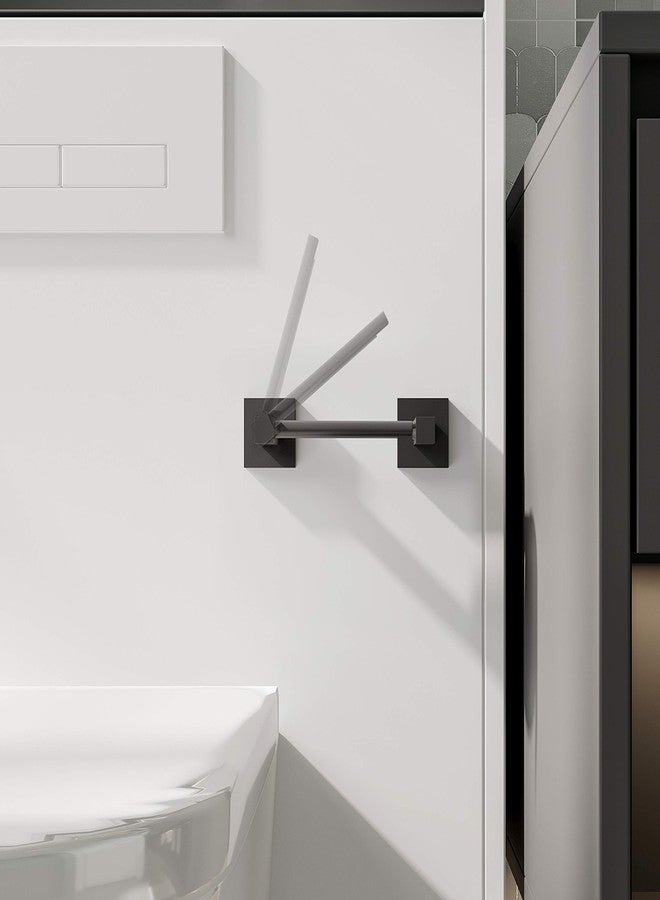 Ruacq Toilet Paper Holder Matte Black Double Post Pivoting Square Tissue Holders Roll Holder Hangers Toilet Paper Modern Wall Mounted, Commercial Bathroom Toilet Paper Roll Holder - Image 2