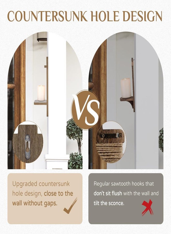 Walasis Wall Candle Holder for Farmhouse: Wood Floating Shelves Candle Sconces Wall Decor Set of 2 - Distressed Candle Holders for Small Vase Pillar Candles Tealight - Image 5