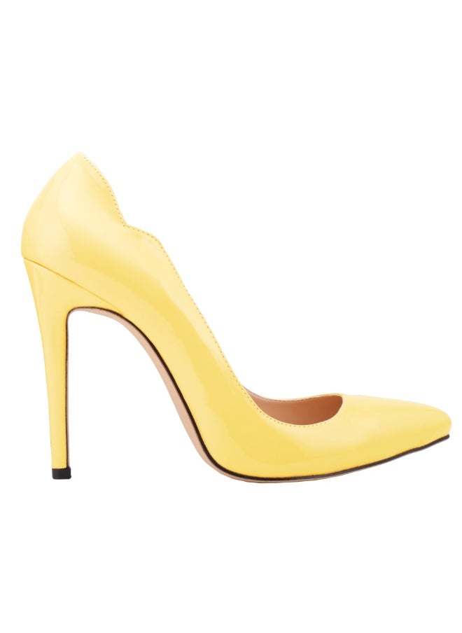 Loquat Elegant, Professional and Comfortable Patent Leather Low-Vamp Pointed Toe Stiletto Heels Yellow  - Image 1
