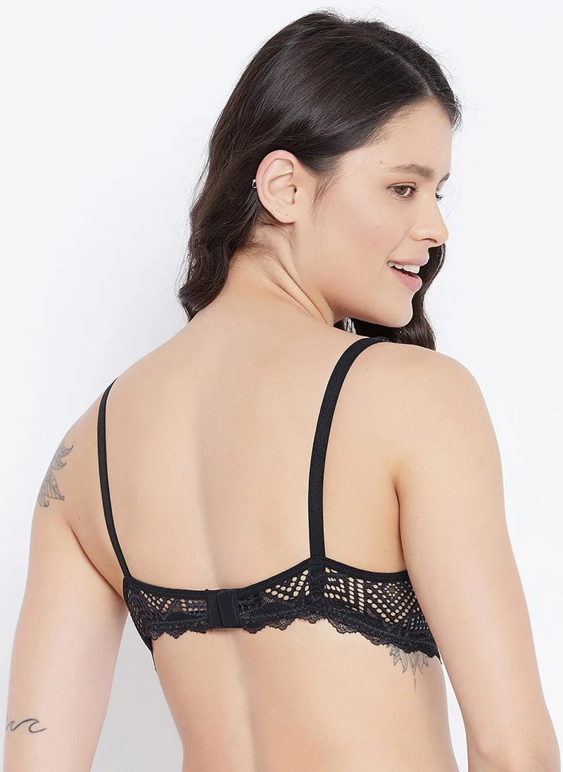 Clovia Black Clovia Padded Non-Wired Full Cup Animal Print T-shirt Bra in Black - Lace for Women | Best Price UAE