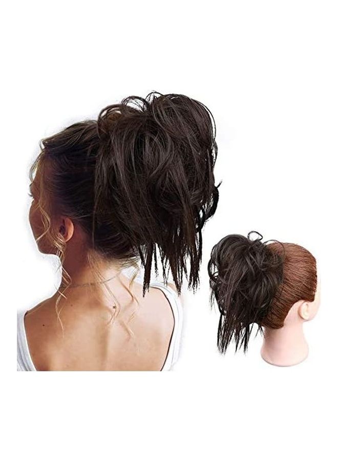 Tousled Updo Messy Bun Hair Black 18inch