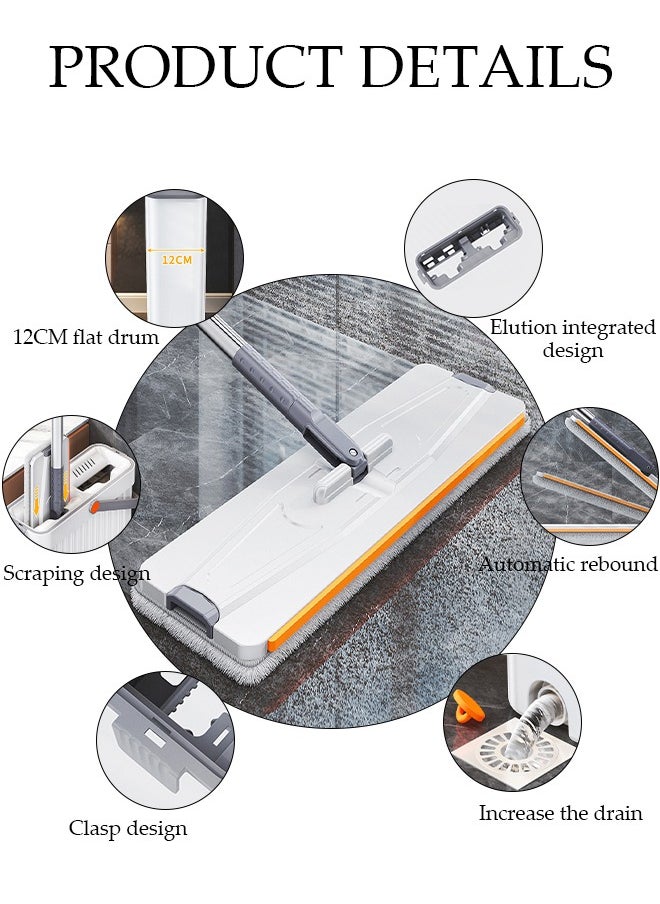 DUNISO - Home Mop and Bucket Set with 2 Pcs Reusable Microfiber Pads, Self-Separation Dirty and Clean Water System Self Wringing, Square Mop-Head for Hardwood Tile Marble Floors - Image 1
