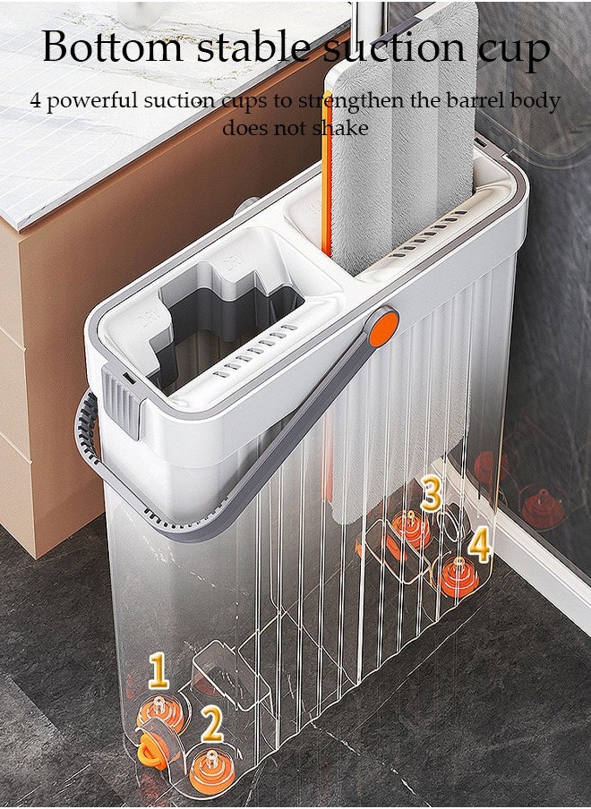 DUNISO - Home Mop and Bucket Set with 2 Pcs Reusable Microfiber Pads, Self-Separation Dirty and Clean Water System Self Wringing, Square Mop-Head for Hardwood Tile Marble Floors - Image 1