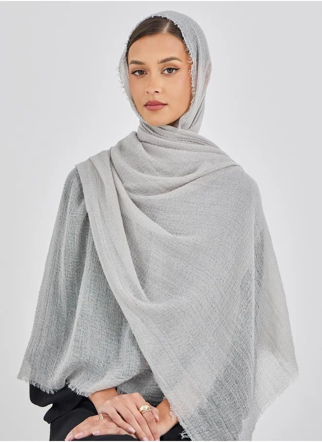 ستايلي Styli Women Grey Solid Crinkled Scarf