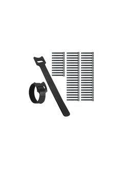 Home Smart Home Smart 50 PCS Reusable Fastening Cable Ties, Microfiber Cloth 6-Inch Hook and Loop Cord (Black)  - Image 1