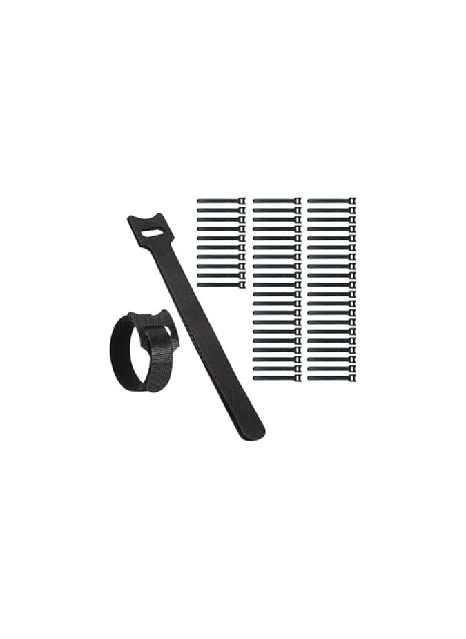 Home Smart Home Smart 50 PCS Reusable Fastening Cable Ties, Microfiber Cloth 6-Inch Hook and Loop Cord (Black)  - Image 1