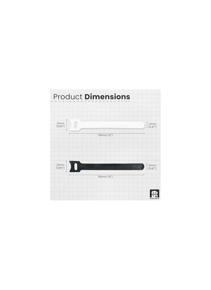Home Smart Home Smart 50 PCS Reusable Fastening Cable Ties, Microfiber Cloth 6-Inch Hook and Loop Cord (Black)  - Image 5