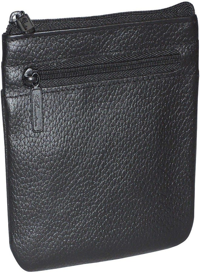 Buxton Womens Leather Id Coin Card Case Wallet (Black-RFID Protected) - Image 1