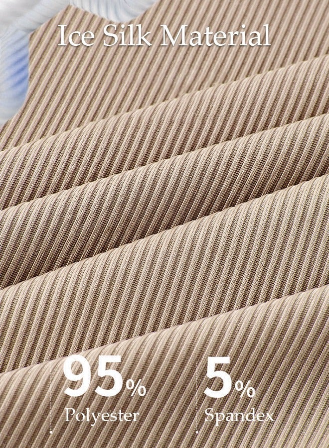 DUNISO Men's Pajamas Set Short Sleeve Summer Relaxed Pajamas Round Neck High Elastic Breathable Thin Pajamas Set - Image 3