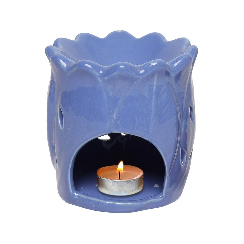 CEC TLight Candle Lotus Shape Diffuser with 1 10 ml Aroma Oil Fragrance English Lavender 1 Tea Light Candle Purple  - Image 3