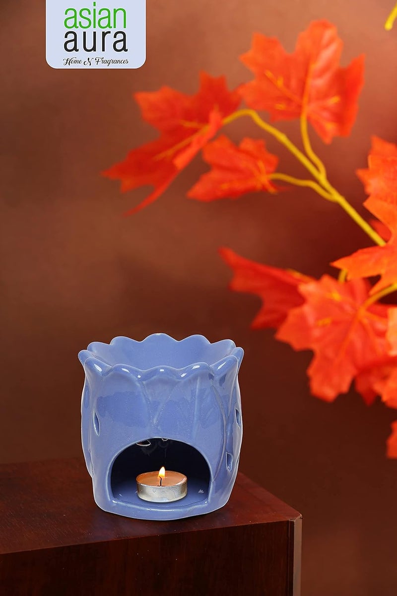 CEC TLight Candle Lotus Shape Diffuser with 1 10 ml Aroma Oil Fragrance English Lavender 1 Tea Light Candle Purple  - Image 2