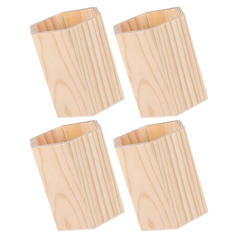 مجموعة حامل قلم خشب غير مكتمل 8 قطع DIY كوب فرشاة مكياج حاوية القرطاسية - Image 4