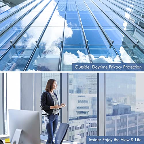 Cosmos Star One Way Mirror Privacy Window Film Daytime Privacy Film,Heat Control Anti Uv Reflective Static Cling Window Tint For Home And Office (20"X50" Inches Pack Of 2, Silver Film) - Image 2
