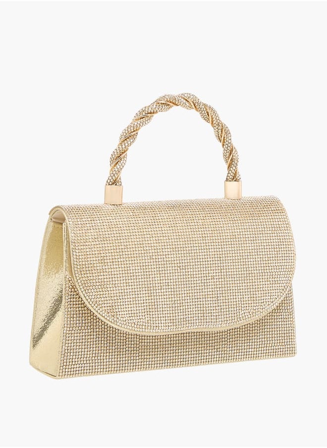 Flora Bella By Shoexpress Women's Studded Satchel Bag with Handle and Chain Strap  - Image 3