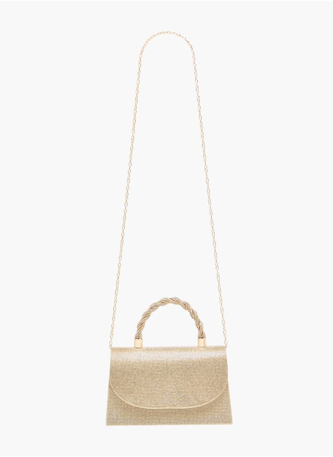 Flora Bella By Shoexpress Women's Studded Satchel Bag with Handle and Chain Strap  - Image 2