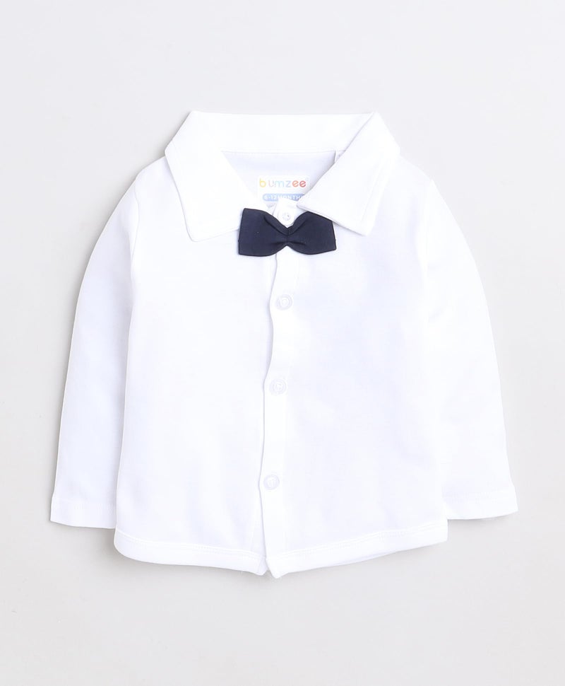 BUMZEE Navy & White Boys Full Sleeves Shirt Pant Set With Suspender & Cap Age - 2-3 Years (Peb8583F-nbl.wht) - Image 3