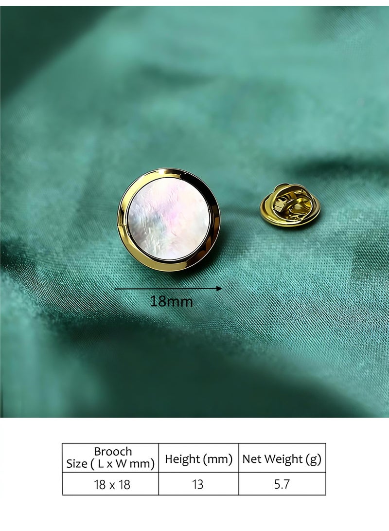HomeNoor Classic Mother of Pearl Brooch, Gold Round Lapel Pin, Premium Suit Accessory for Business, Wedding, Formal & Casual Wear, Perfect Gift for Men & Women - Image 3